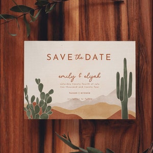 Desert Save The Date Template Arizona Save The Date Cactus Saguaro Warm Earth Tones Save The Date // DIGITAL DOWNLOAD | AVA