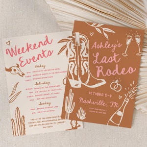 Last Rodeo Bachelorette Invitation Rodeo Bachelorette Invite Template Cowgirl Bachelorette Nashville Bachelorette Invite Itinerary | B1