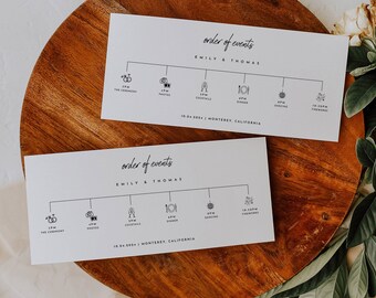 Minimalist Wedding Timeline Card Template Wedding Timeline Card DIY Wedding Icon Timeline Printable Instant | Ellie