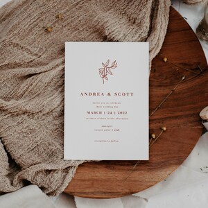 Desert Wedding Invitation Boho Wedding Invite Terracotta Burnt Orange Wedding Invite Template Simple | Desierto