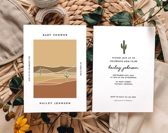 Cactus Baby Shower Invitation Mountain Desert Baby Shower Invite Editable Template Gender Neutral Boho | Hailey
