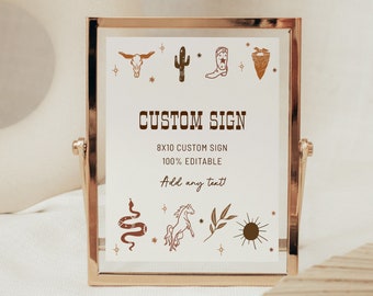 Western Baby Shower Custom Sign Template Wild West First Rodeo Customizable Sign Editable Cowboy Birthday Sign | Cassie
