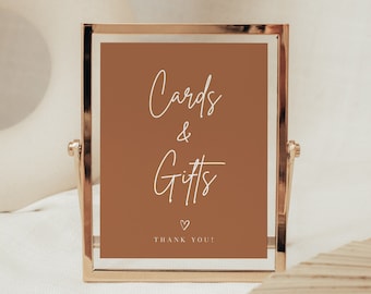 Boho Cards and Gifts Sign Printable Terracotta Burnt Orange Wedding Sign Baby Shower Sign Bridal Shower Gift Sign Cards + Gifts | Lia