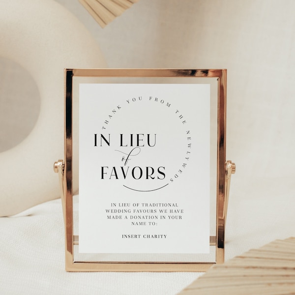 In Lieu of Favors Sign Printable Modern Wedding Charity Donation Sign Template Donation Instead Sign Instant Download 5x7 8x10 | Olivia