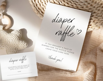Diaper Raffle Sign Template Diaper Raffle Cards Baby Shower Game Printable  | Ellie