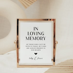In Loving Memory Sign Template, Modern Wedding Memorial Sign Template | Olivia