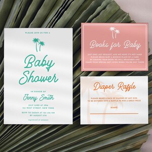 Retro Baby Shower Invitation Template Groovy Baby Shower Invite Instant Download Template Tropical 70s Baby Shower | Palm Springs