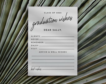 Modern Graduation Wishes and Advice Card Simple Graduation Advice Card Graduation Party Game Minimalist Graduation Wishes | Ellie