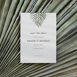 Beach Wedding Save The Date Invitation Template Modern Tropical Palm Tree Wedding Boho Wedding Save The Date Invitation | Alice