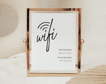 Printable Wifi Password Sign Wifi Sign Template Modern // Digital Download