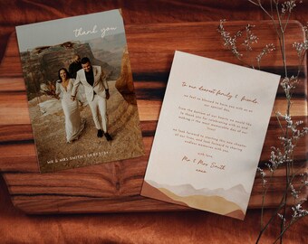 Wedding Thank You Card Template Terracotta Wedding Thank You Card Printable DIY Template Desert Mountains | AVA