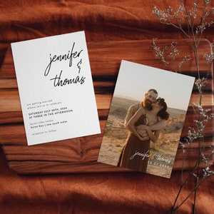Modern Photo Wedding Invitation Template Boho Wedding Invitation Minimalist Wedding Invite Photo  // DIGITAL DOWNLOAD | Ellie