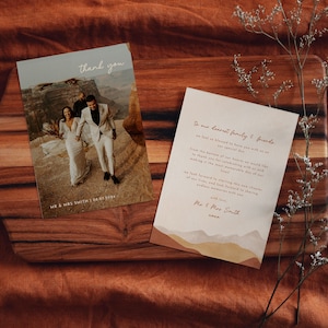 Wedding Thank You Card Template Terracotta, Wedding Thank You Card Desert Mountains | AVA