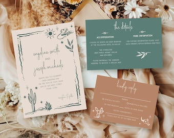 Western Wedding Invitation Suite Southwestern Wedding Invitation Printable Ranch Wedding Invitation Cowboy Wedding Invitation | W2