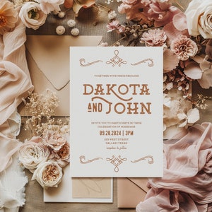 Western Wedding Invitation Template Desert Wedding Invitation Printable Southwestern Wedding Invitation Cowboy Wedding | Dakota