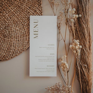 Modern Gold Wedding Menu Template Boho Gold Wedding Menu Template Long Bohemian Gold Rust Template | Julia