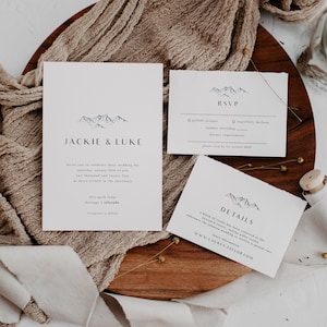 Mountain Wedding Invitation Template Outdoor Wedding Invitation Instant Download Rustic Mountain Wedding // Colorado