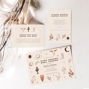 Wild West Baby Shower Invitation Set Cowboy Baby Shower Template Editable Invitation Western Cowgirl Download Rodeo Baby Shower | Cassie