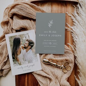 Sage Green Save The Date Template Download Minimalist Save The Date Greenery // DIGITAL DOWNLOAD | Izel