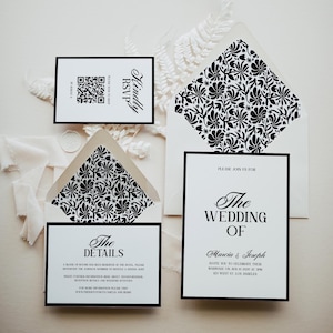 Luxury Old Money Wedding Invitation Suite with Liner Bellyband, Timeless Vintage Wedding Suite | OM2