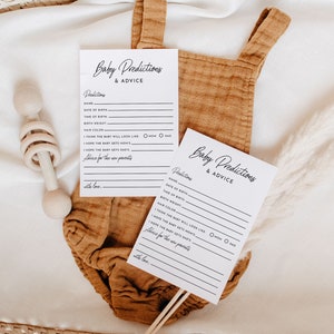 Baby Predictions and Advice Card Template, Baby Shower Games Gender Neutral | Ellie