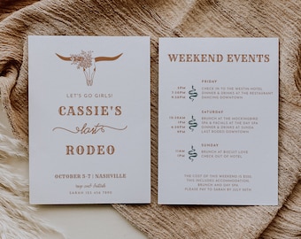 Last Rodeo Bachelorette Invitation Rodeo Bachelorette Invite Template Cowgirl Bachelorette Nashville Bachelorette Invite Itinerary | Moab