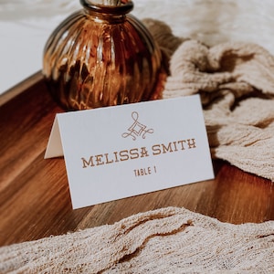 Modern Western Name Card  Southwestern Wedding Place Card Boho Desert Wedding Place Cards Printable Ranch Rodeo | Dakota