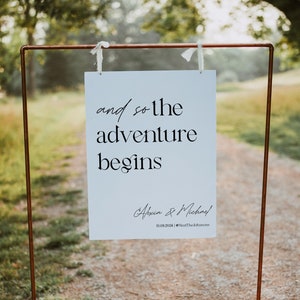 And So The Adventure Begins Wedding Sign Template Download Wedding Welcome Sign Modern Minimalist | Alexia