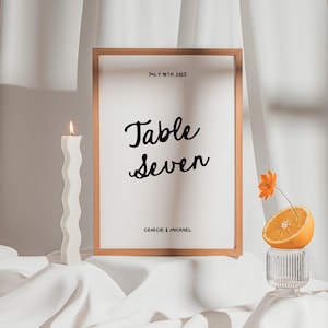 Whimsical Wedding Table Numbers Template, Hand Drawn Table Numbers, Handwritten Reception Table Number Cards | HD3