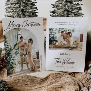 Christmas Card Photo Template Arch Christmas Card Minimalist Christmas Card Boho Holiday Card Merry Christmas Template Editable