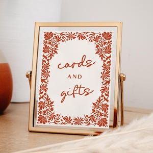 Cielito Lindo Baby Shower Cards and Gifts Sign, Mexican Talavera Theme Baby Shower Sign Gender Neutral Terracotta | BT1