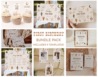 My First Rodeo Birthday Invitation Template Western Cowboy Birthday Signs Ranch Birthday Invitation Printable Southwestern | Cassie