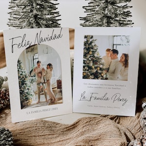 Feliz Navidad Card Template Spanish Christmas Card Template Minimalist Tarjeta de Navida Espanol con Foto Plantilla Editable Card Template
