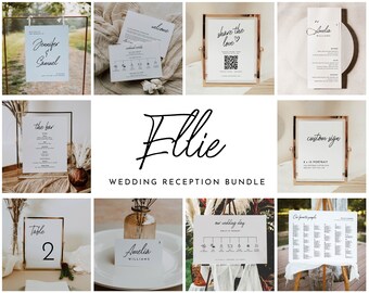 Modern Wedding Reception Bundle Editable Wedding Sign Templates Minimalist Reception Wedding Kit Welcome Sign Seating Chart Menu | Ellie