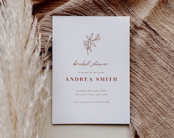 Burnt Orange Bridal Shower Invite Terracotta Bridal Shower Invitation DIY Template Printable Modern Minimalist Boho Invitation | Tierra
