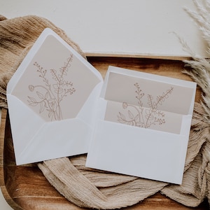Envelope Liner Template Boho Wildflower Envelope Liner Beige Neutral | Indy