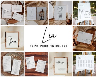 Wedding Template Bundle Wedding Stationary Bundle Minimal Wedding Bundle // 16 Piece Set | Lia