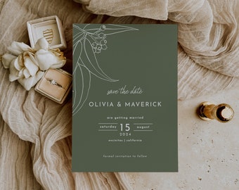 Australian Wedding Save The Date Eucalyptus Sage Green Save The Date Gum Tree Wedding Save The Date Template | Alexis