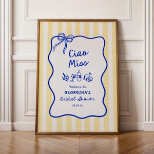 Ciao Miss Bridal Shower Welcome Sign Template, Italian Amalfi Coast Dolce Vita Bridal Shower Sign | ST2