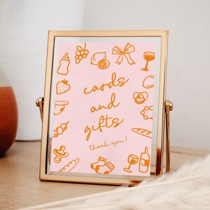 Ciao Bambina Baby Shower Cards and Gifts Sign, Pink Ciao Baby Italian Baby Shower Sign Thank You Hand Drawn | HD4