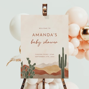 Cactus Baby Shower Welcome Sign Desert Gender Neutral Baby Shower Sign Template Editable | Ava