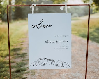 Mountain Wedding Welcome Sign Template Mountains Wedding Welcome Sign Minimalist Printable Welcome Sign Wedding Sign