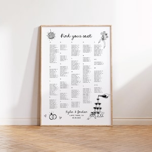 Whimsical Wedding Seating Chart Template Scribble Hand Drawn Seating Chart Templates Wedding Hand Written Sign | HD3