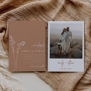 Elopement Announcement Card Boho We Eloped Card Elopement We Got Married Minimalist Elopement Announcement // DIGITAL DOWNLOAD | Lia