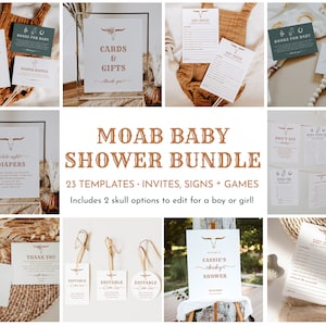 Wild West Baby Shower Template Bundle Western Baby Shower Template Cowboy Editable Invitation Western Rodeo Cowgirl Baby Shower  | Moab