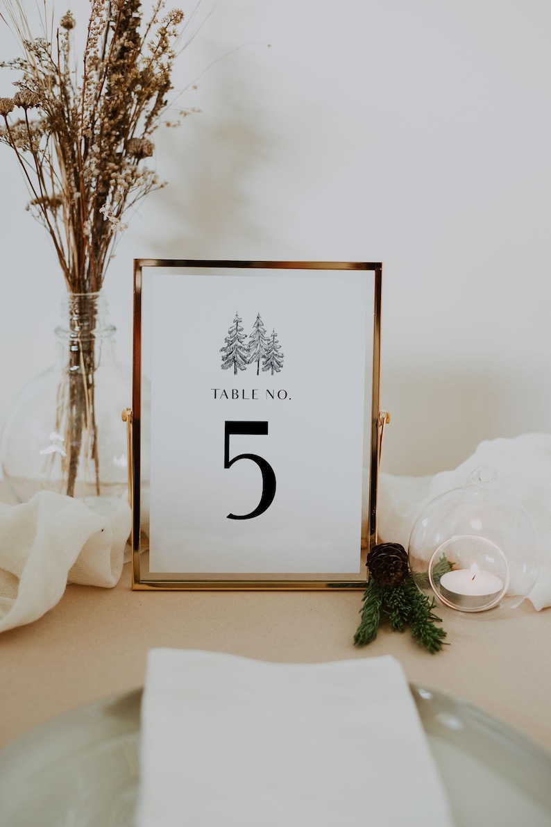 Pine Tree Wedding Table Numbers Template Forest Table Numbers Wedding ...
