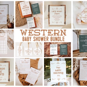 Western Baby Shower Sign Template Bundle Wild West Baby Shower Signs Cowboy Editable Invitation Rodeo Baby Shower Gender Neutral | Dakota