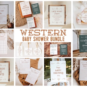 Western Baby Shower Sign Template Bundle Wild West Baby Shower Signs Cowboy Editable Invitation Rodeo Baby Shower Gender Neutral | Dakota