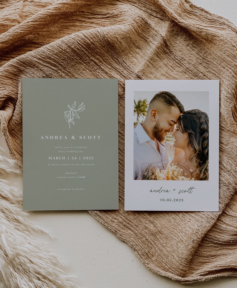 Sage Green Wedding Invitation Suite Boho Wedding Invitation Set Boho ...