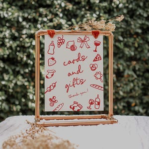 Ciao Bambino Baby Shower Cards and Gifts Sign, Ciao Baby Italian Baby Shower Sign Thank You Hand Drawn | HD4 Red
